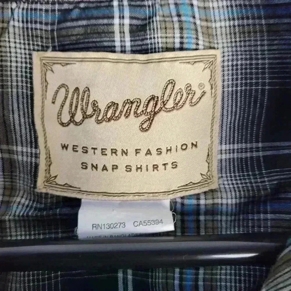 Wrangler Pearl Snap Button Up Shirt Sz XL Black - Picture 6 of 6